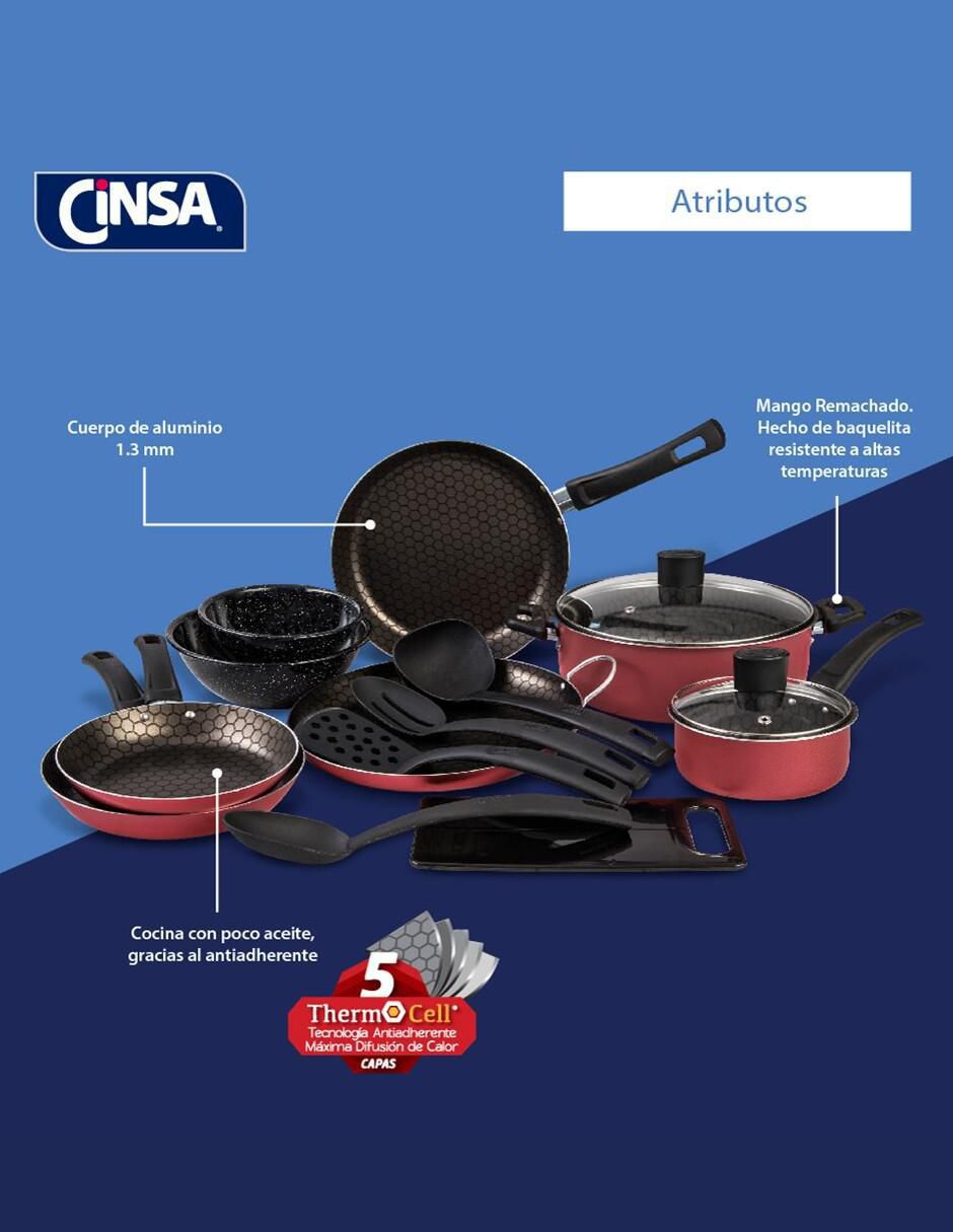 Batería de cocina Equipa tu cocina de aluminio antiadherente thermocell 16 piezas 6