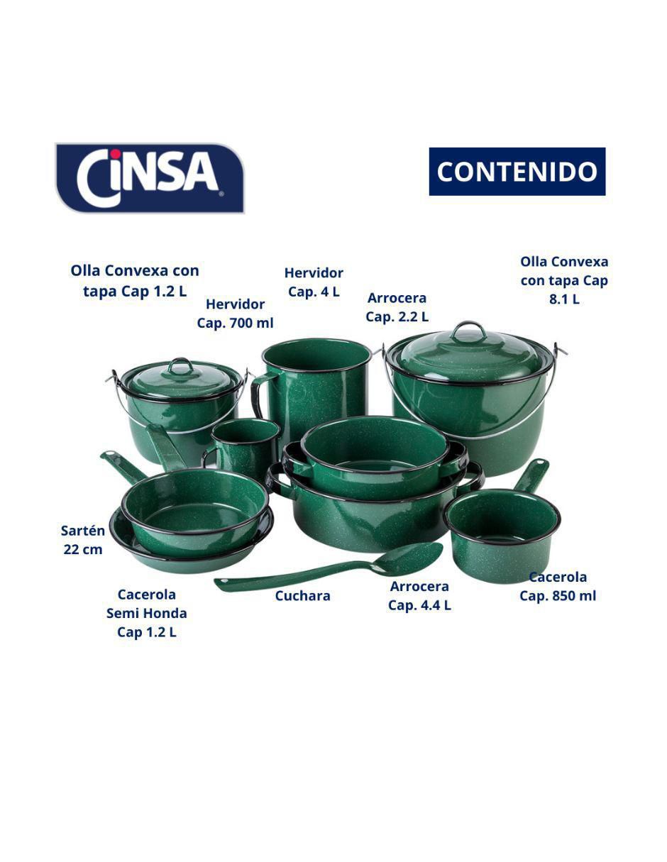 Batería de cocina Chiapaneca de acero vitrificado antiadherente convencional 12 piezas 6
