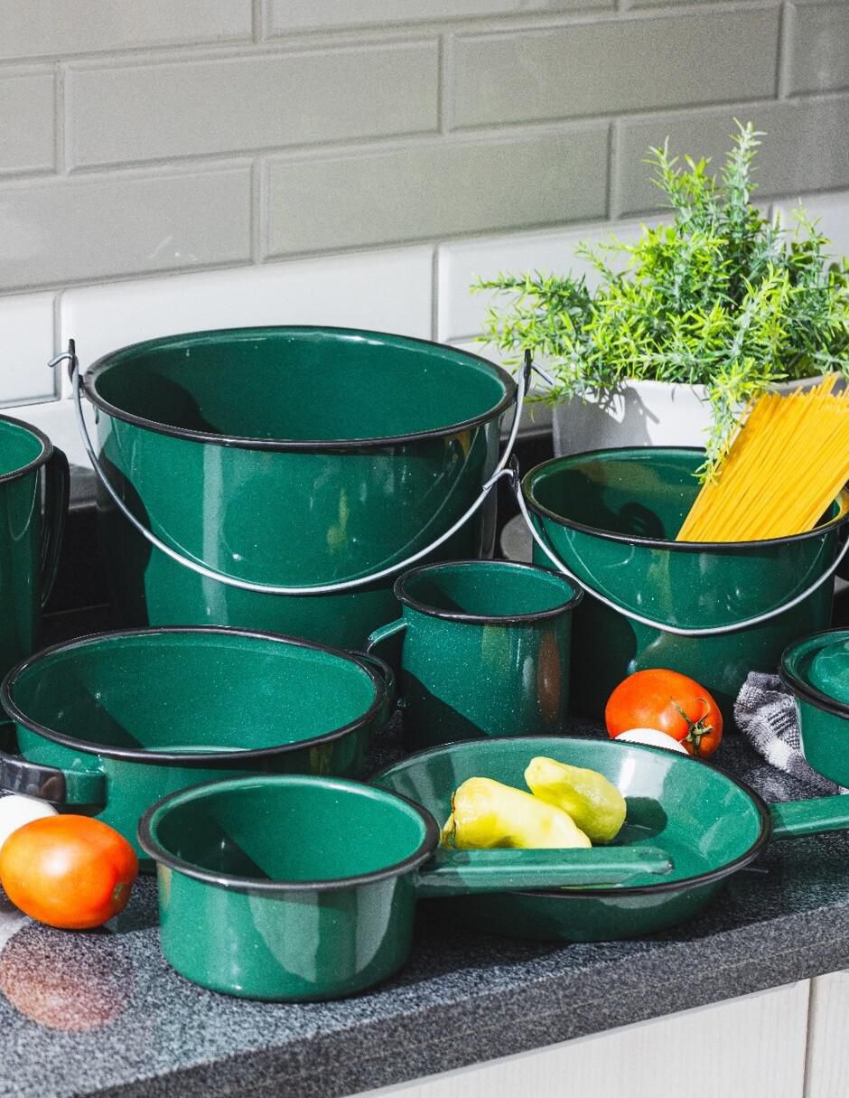 Batería de cocina Chiapaneca de acero vitrificado antiadherente convencional 12 piezas 4