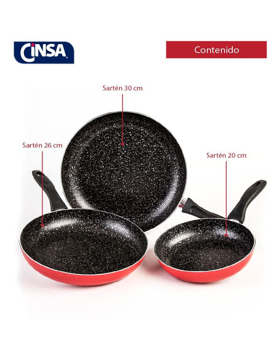 Set de sartenes Cinsa Experta Roca de aluminio 3 piezas