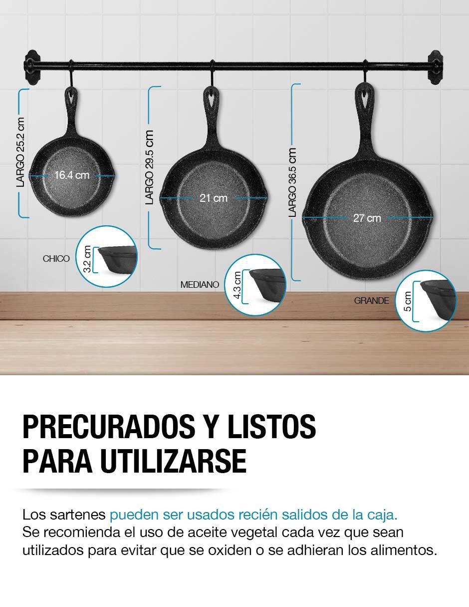 Set de sartenes de hierro fundido 3 piezas