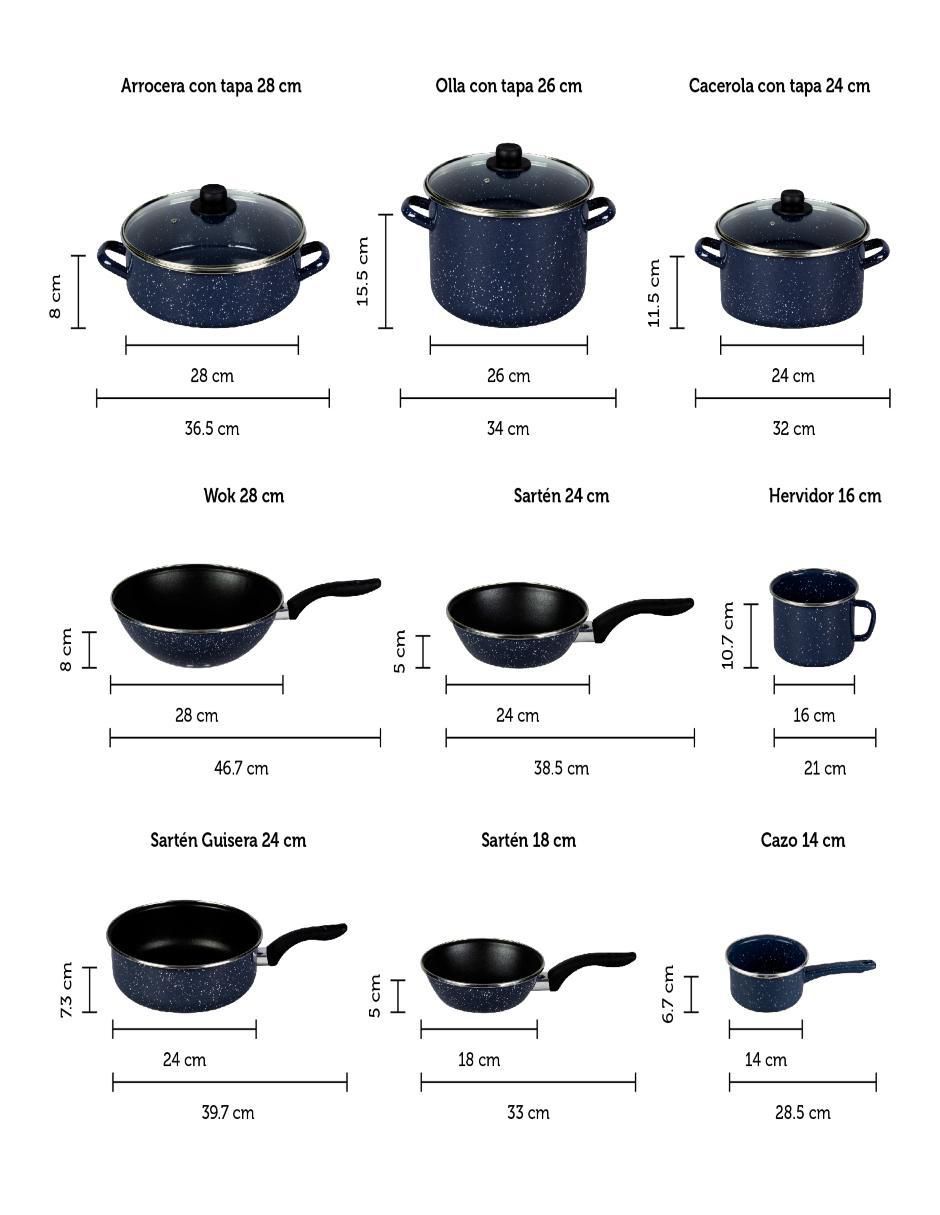Batería de cocina de acero 12 piezas