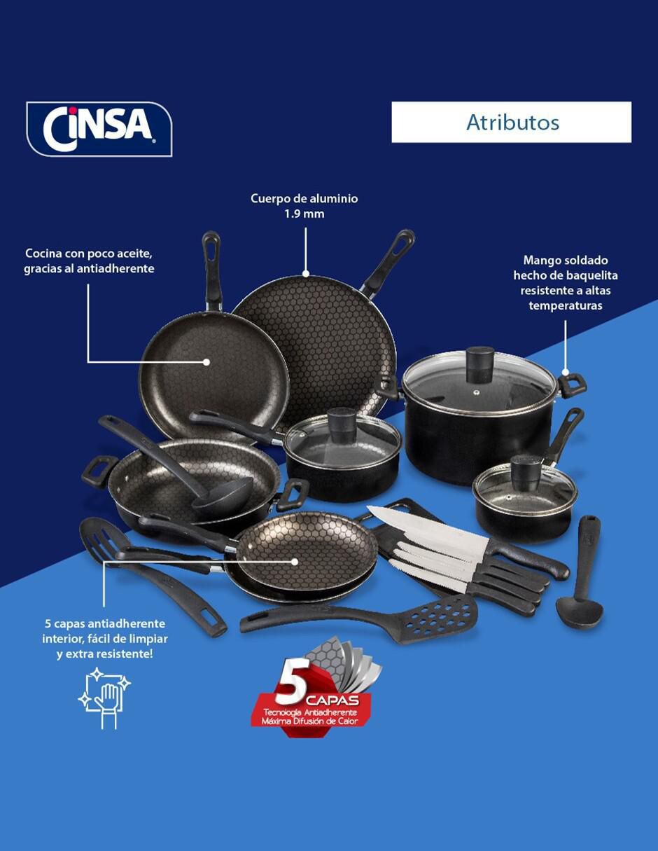 Batería de cocina Línea Ahorrador de aluminio antiadherente thermocell 21 piezas