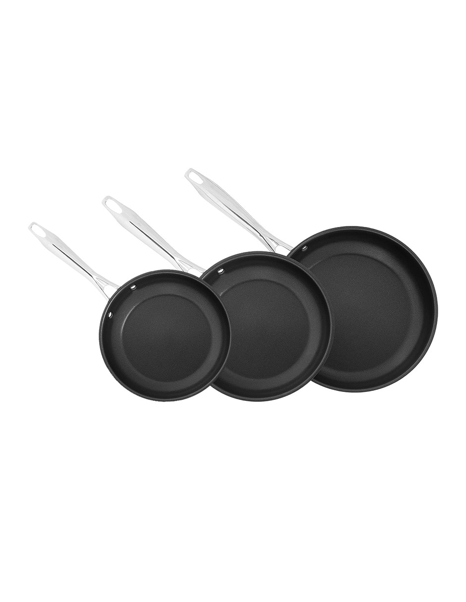 Set de sartenes con tapa Classic de acero inoxidable 3 piezas