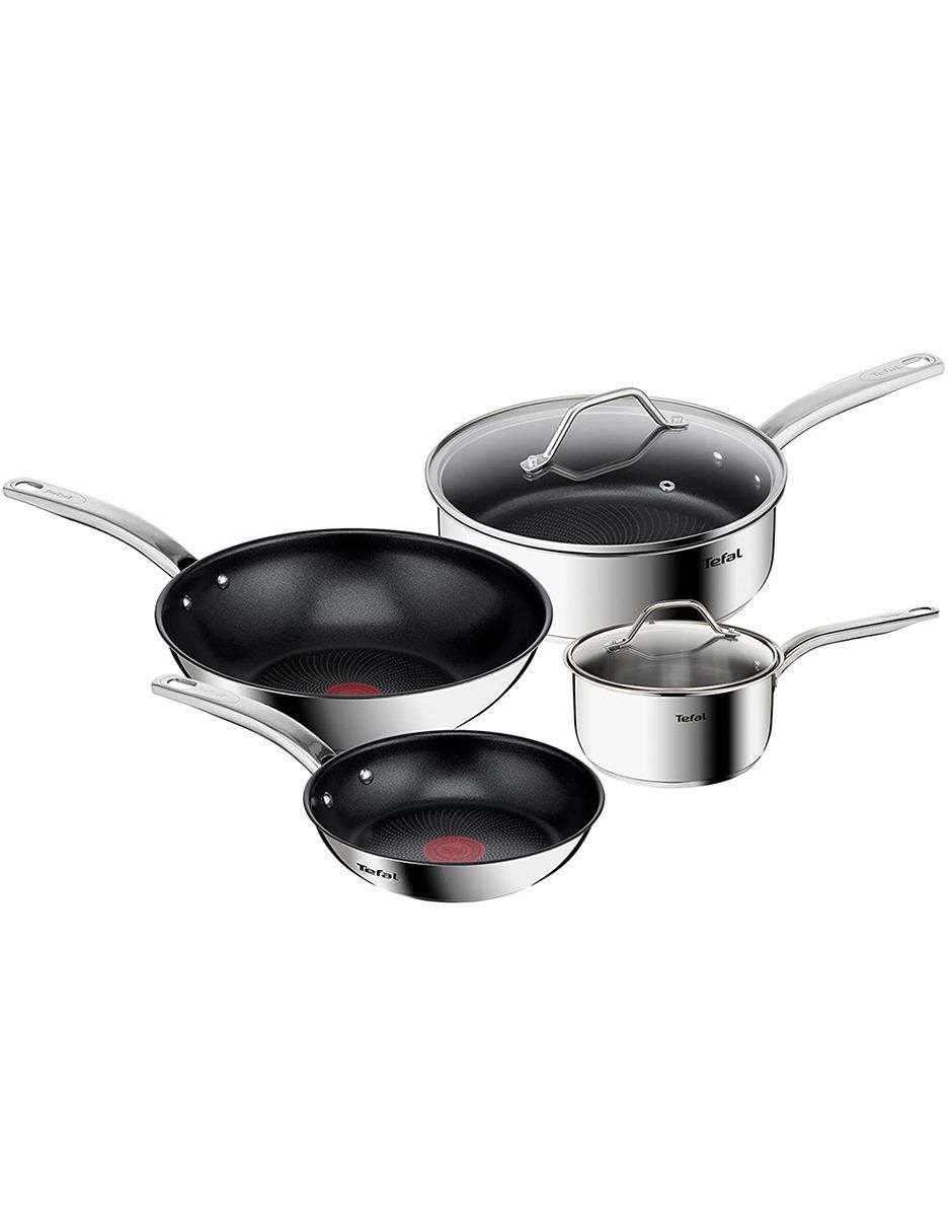 Batería de cocina de acero inoxidable antiadherente titanio 6 piezas