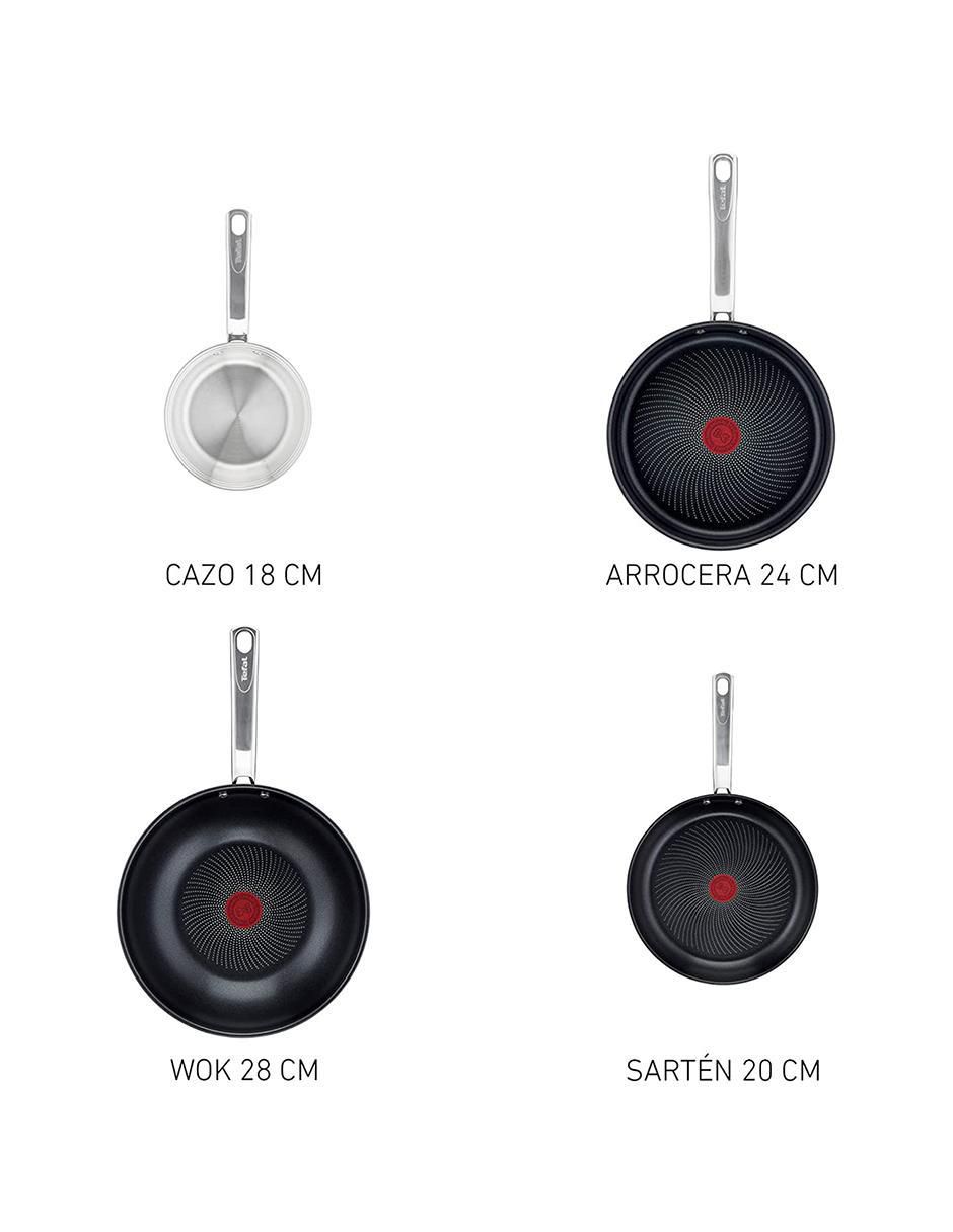 Batería de cocina de acero inoxidable antiadherente titanio 6 piezas 6