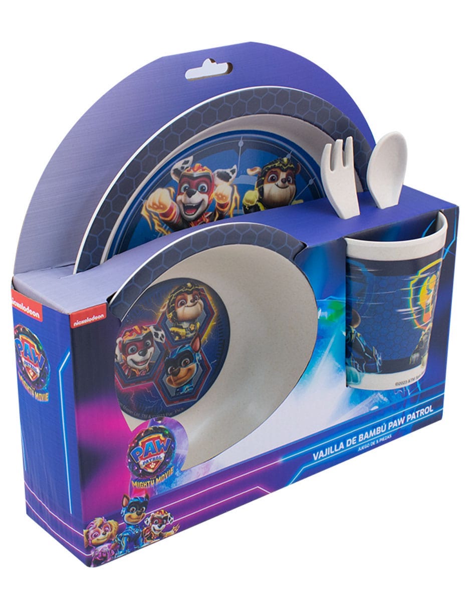 Vajilla infantil paw patrol de bambú 2