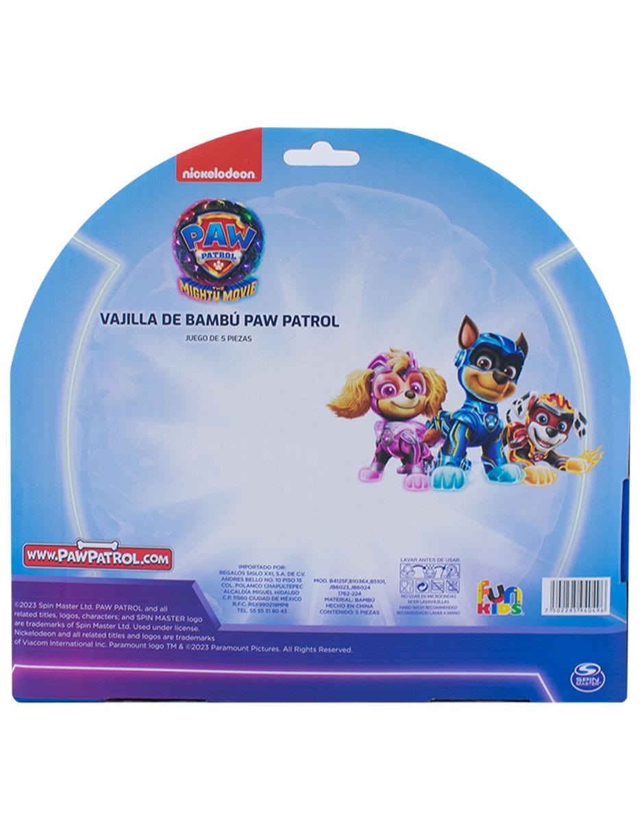 Vajilla infantil paw patrol de bambú 3