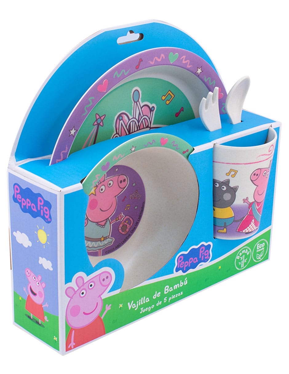 Vajilla infantil peppa pig de bambú 3
