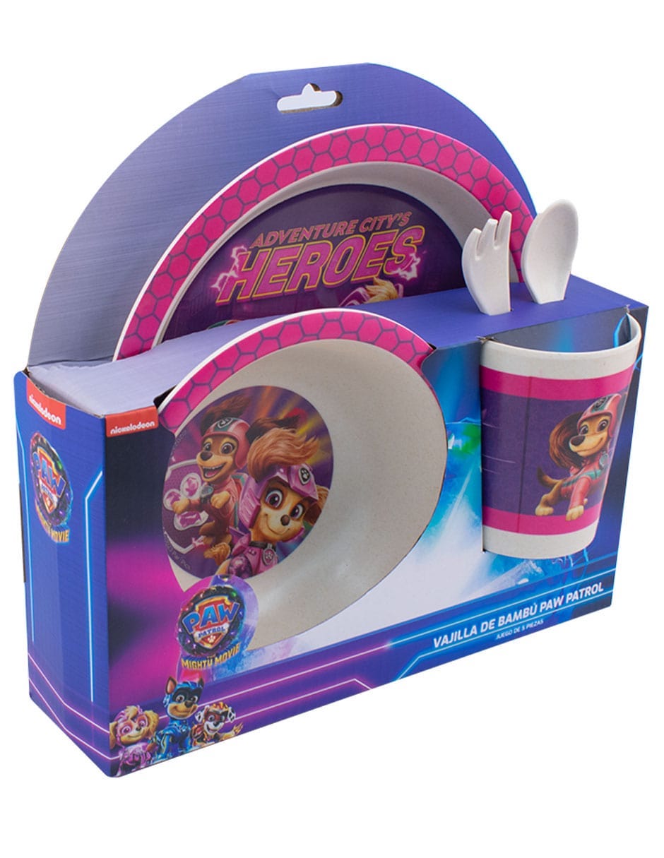 Vajilla infantil the mighty movie paw patrol de bambú 2