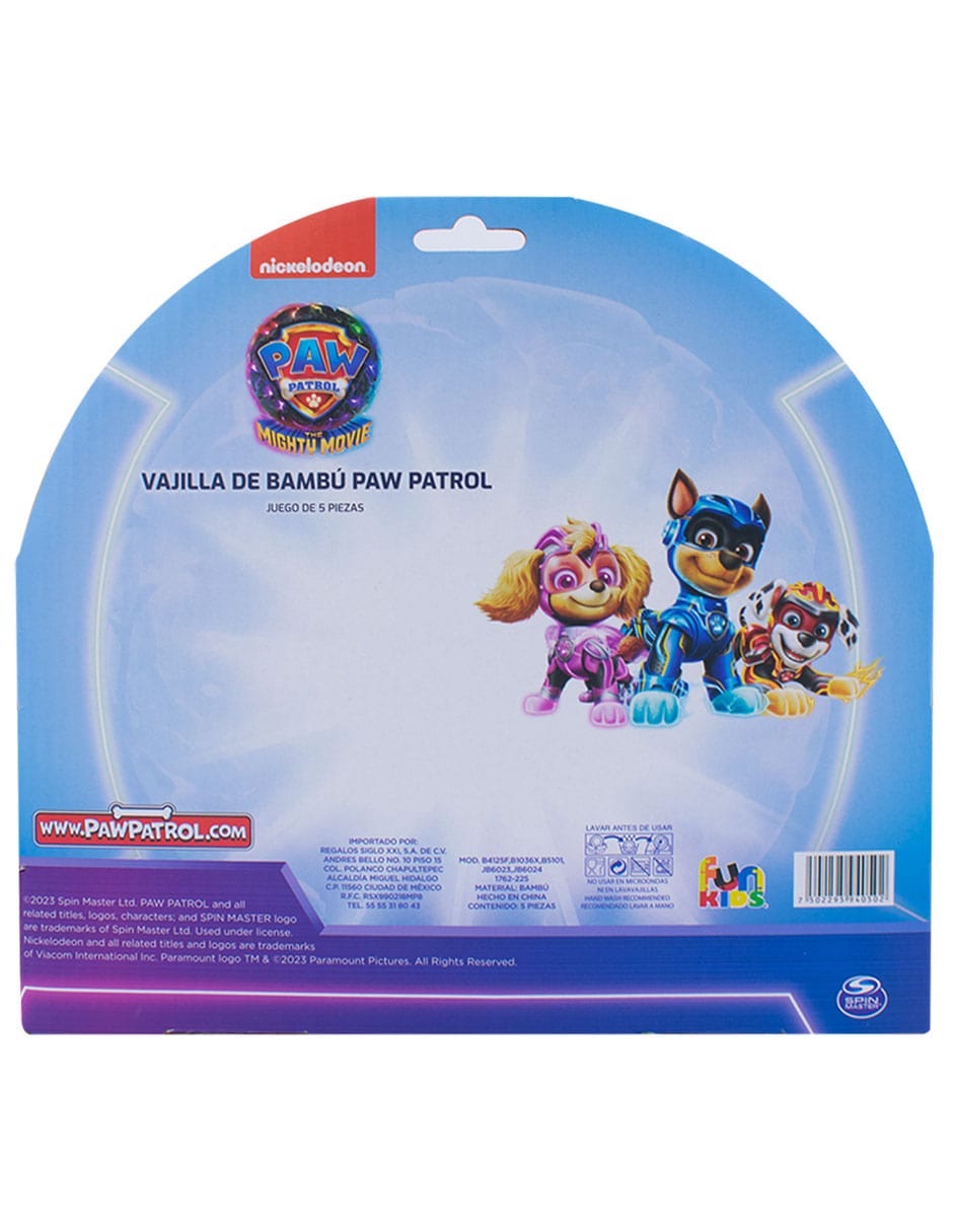 Vajilla infantil the mighty movie paw patrol de bambú 3