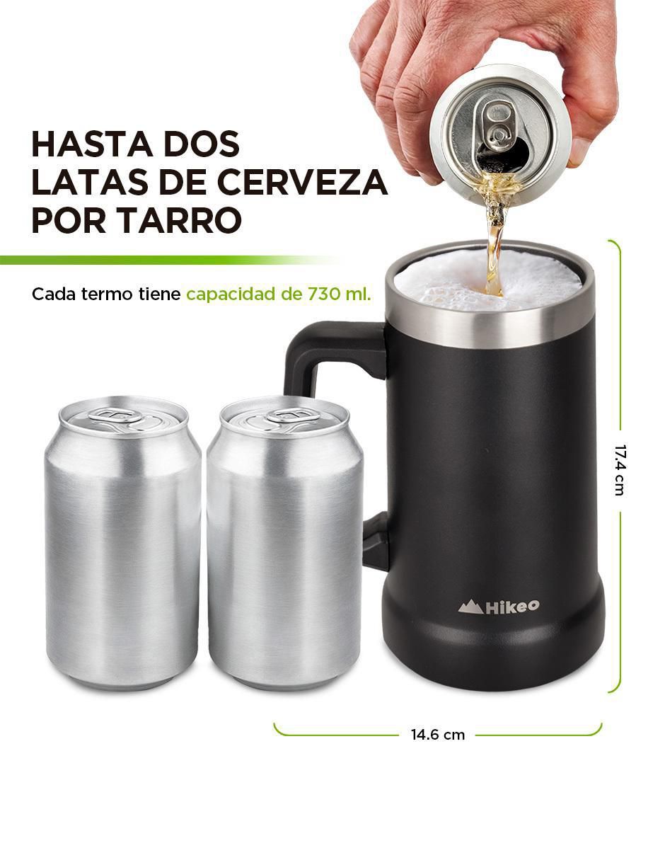 Tarro Cervecero Acero Inoxidable Doble Pared Térmica 2 Piezas 730 ml 2