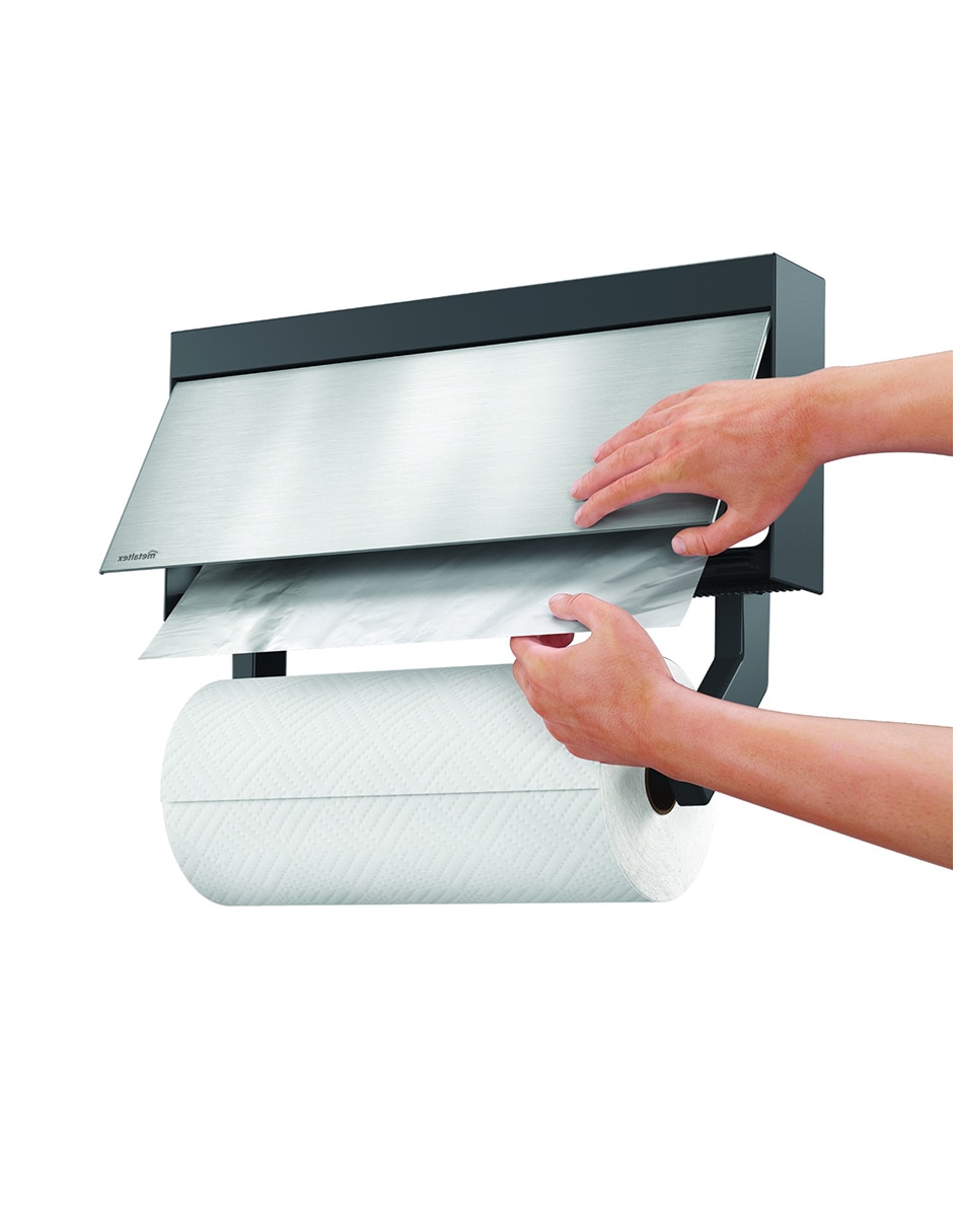Dispensador para rollos de cocina multiusos de acero inoxidable 3 rollos 12