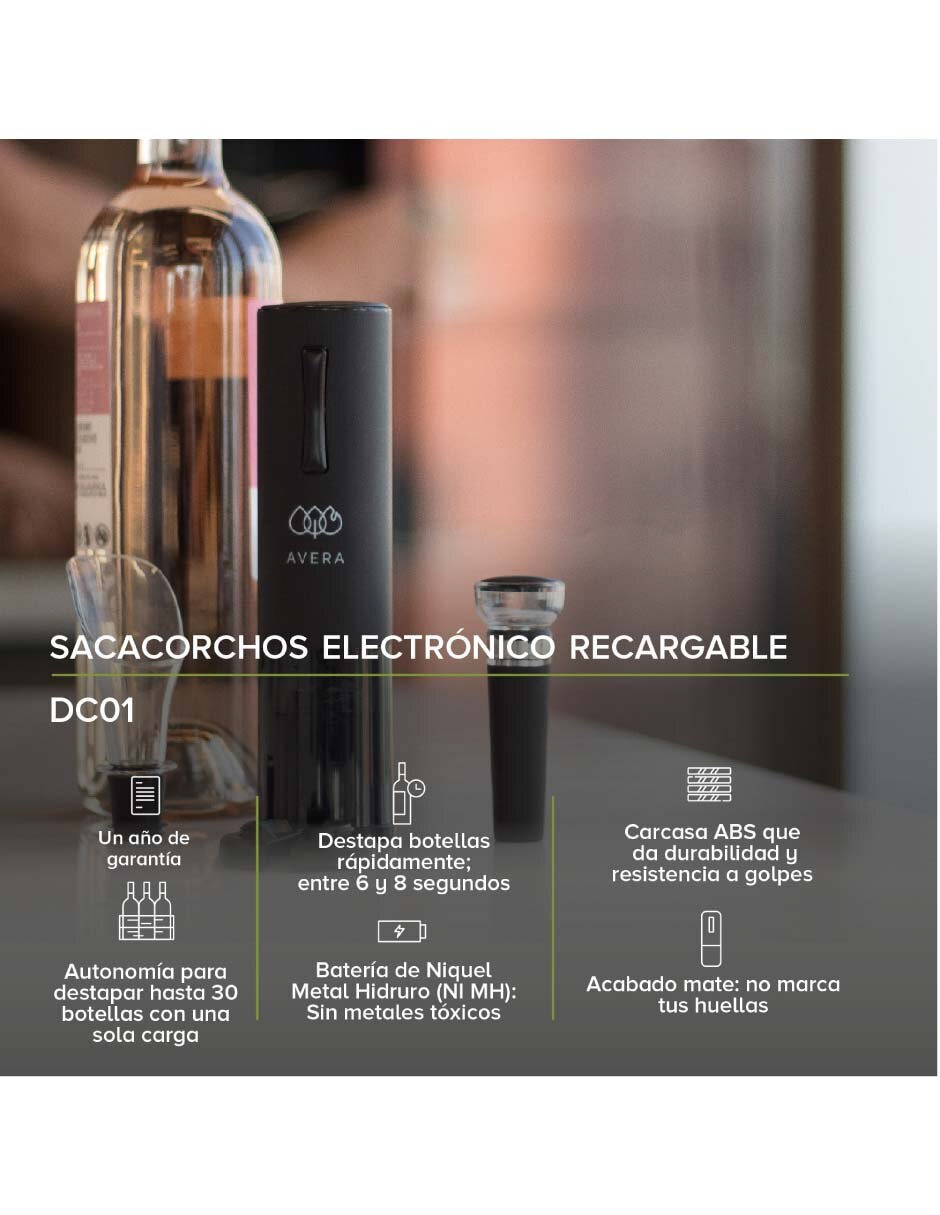 Sacacorchos eléctrico de plástico