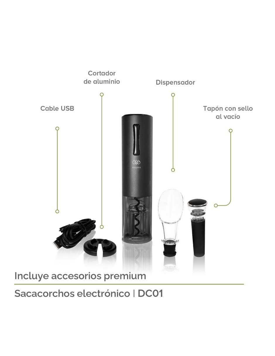 Sacacorchos eléctrico de plástico