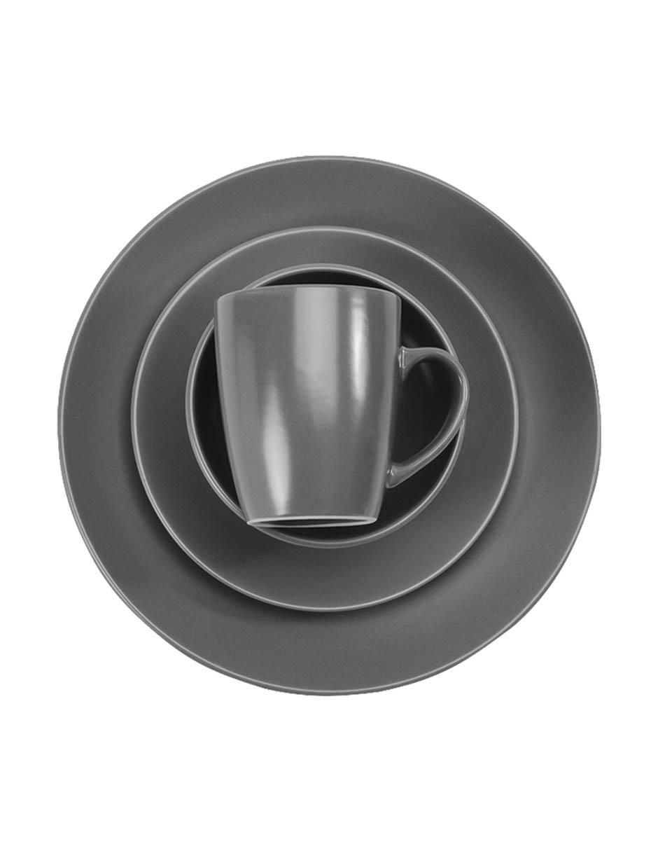 Vajilla cerrada mix & match de stoneware para 4 personas