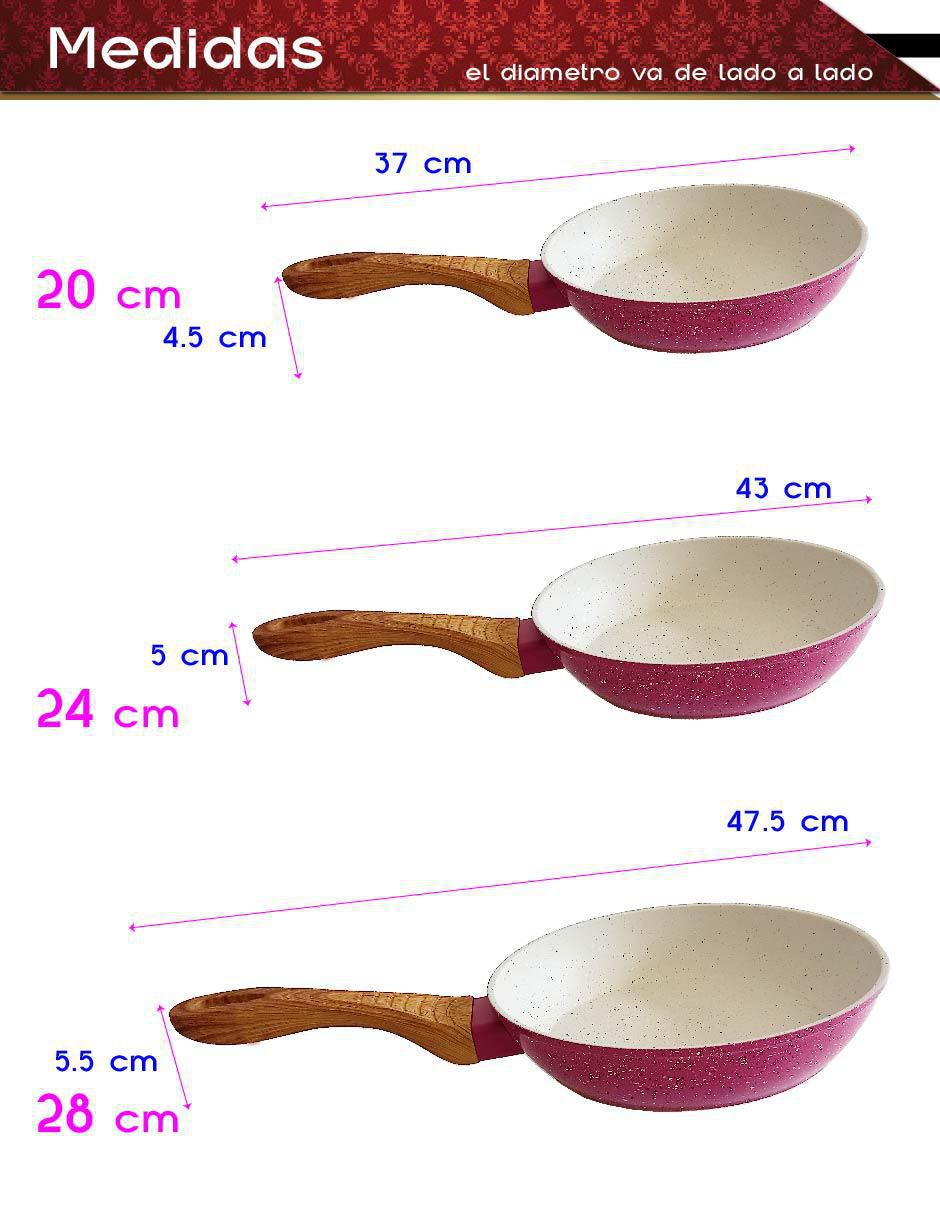 Set de sartenes de aluminio fundido 3 piezas 5