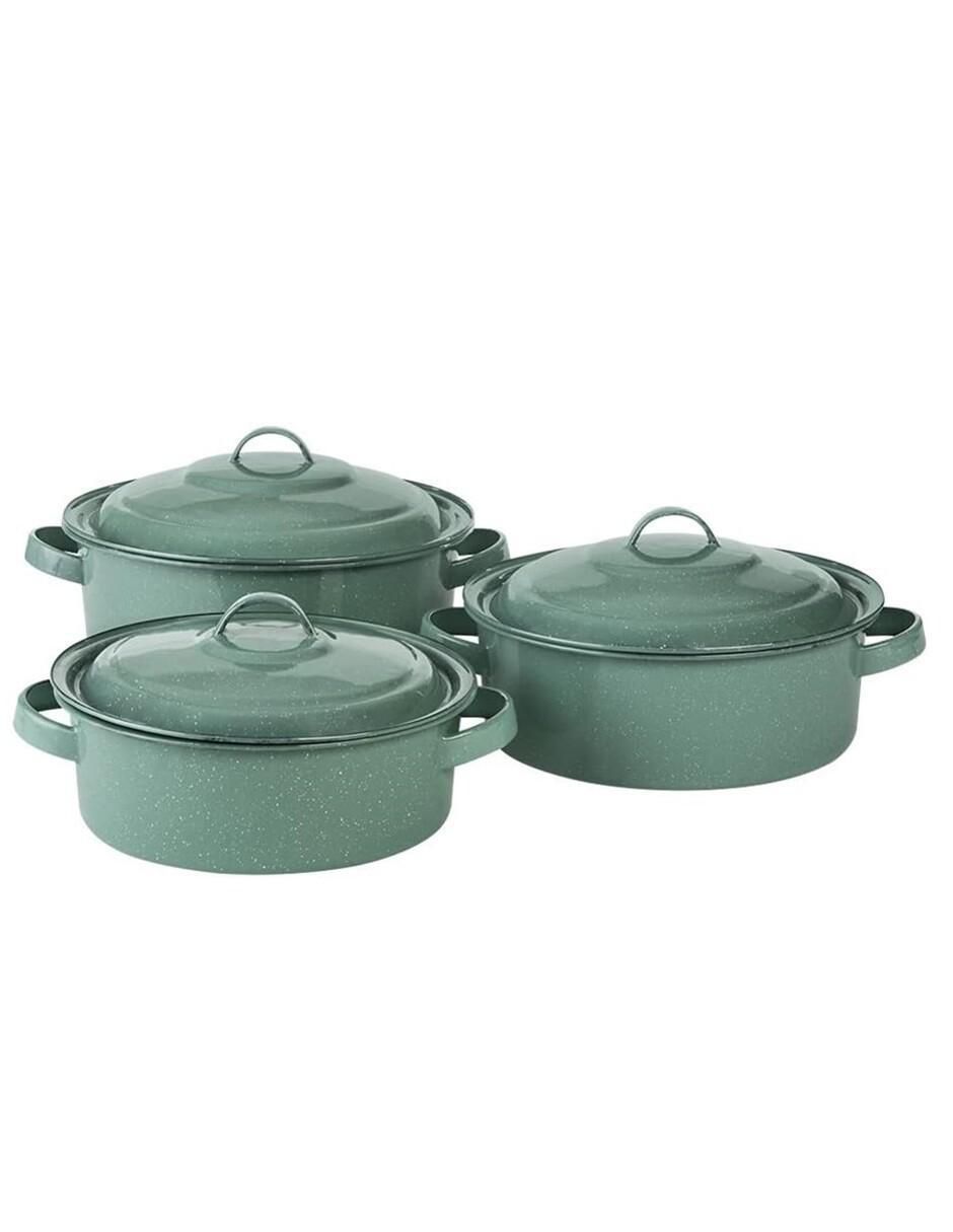 Batería de cocina Kiara de acero vitrificado antiadherente convencional 6 piezas