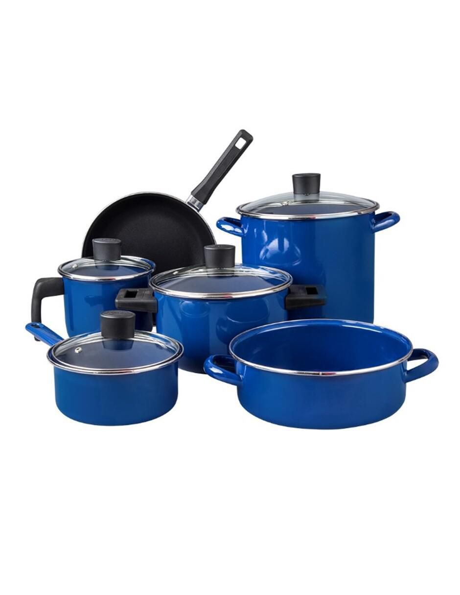 Batería de cocina Albania de acero vitrificado antiadherente convencional 10 piezas Batería de cocina Albania de acero vitrificado antiadherente convencional 10 piezas