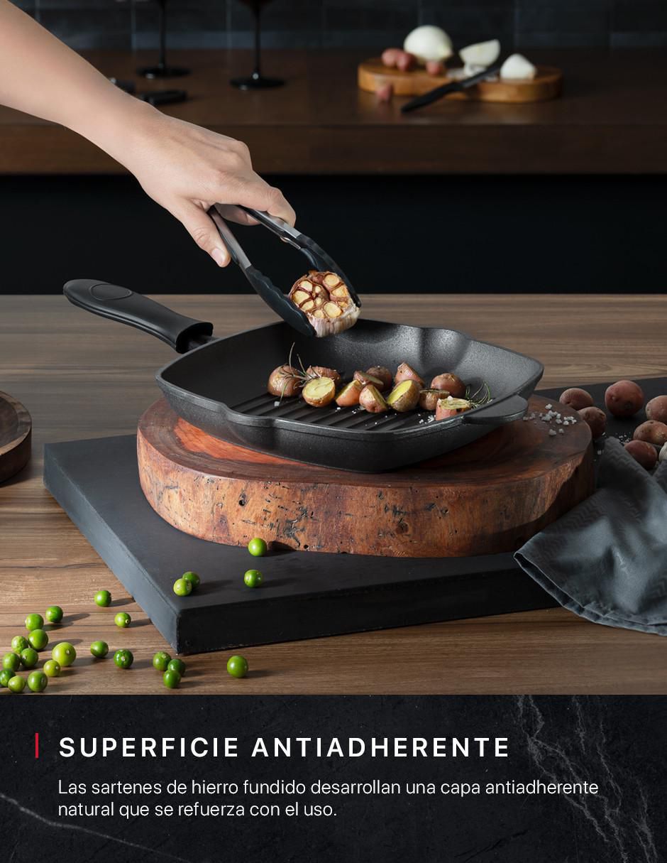 Sartén grill de hierro fundido