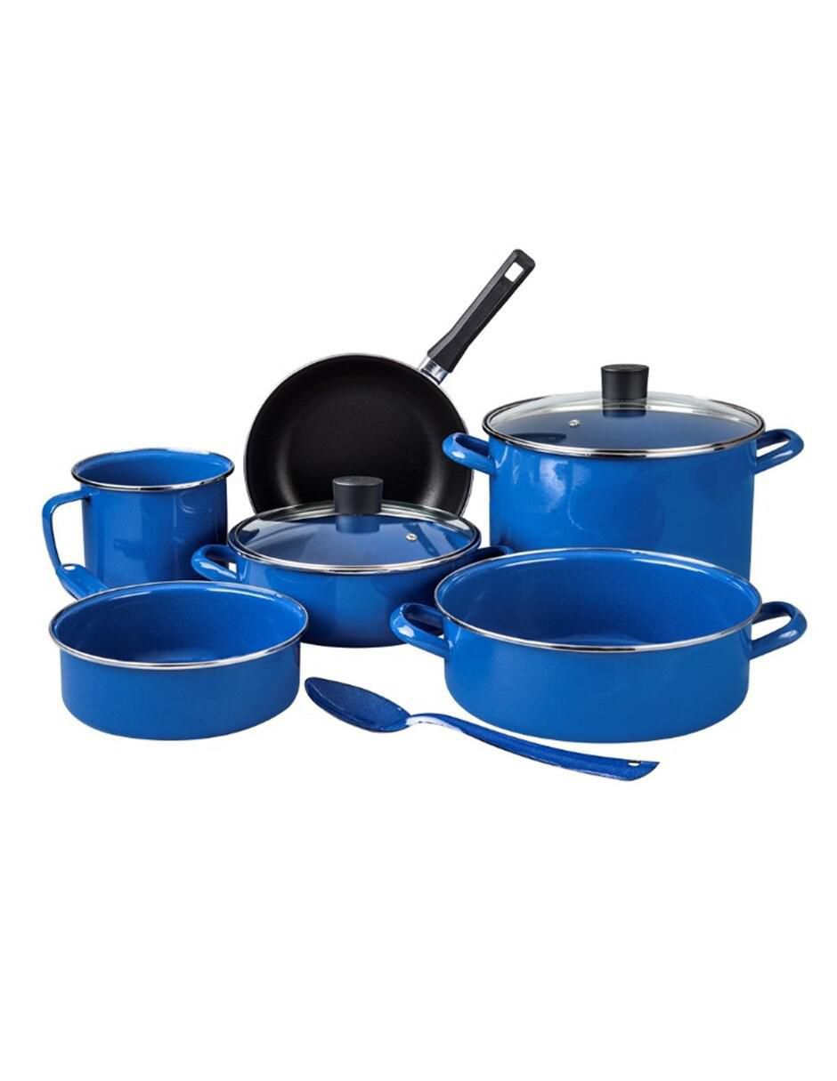 Batería de cocina Millenium de acero vitrificado antiadherente convencional 9 piezas
