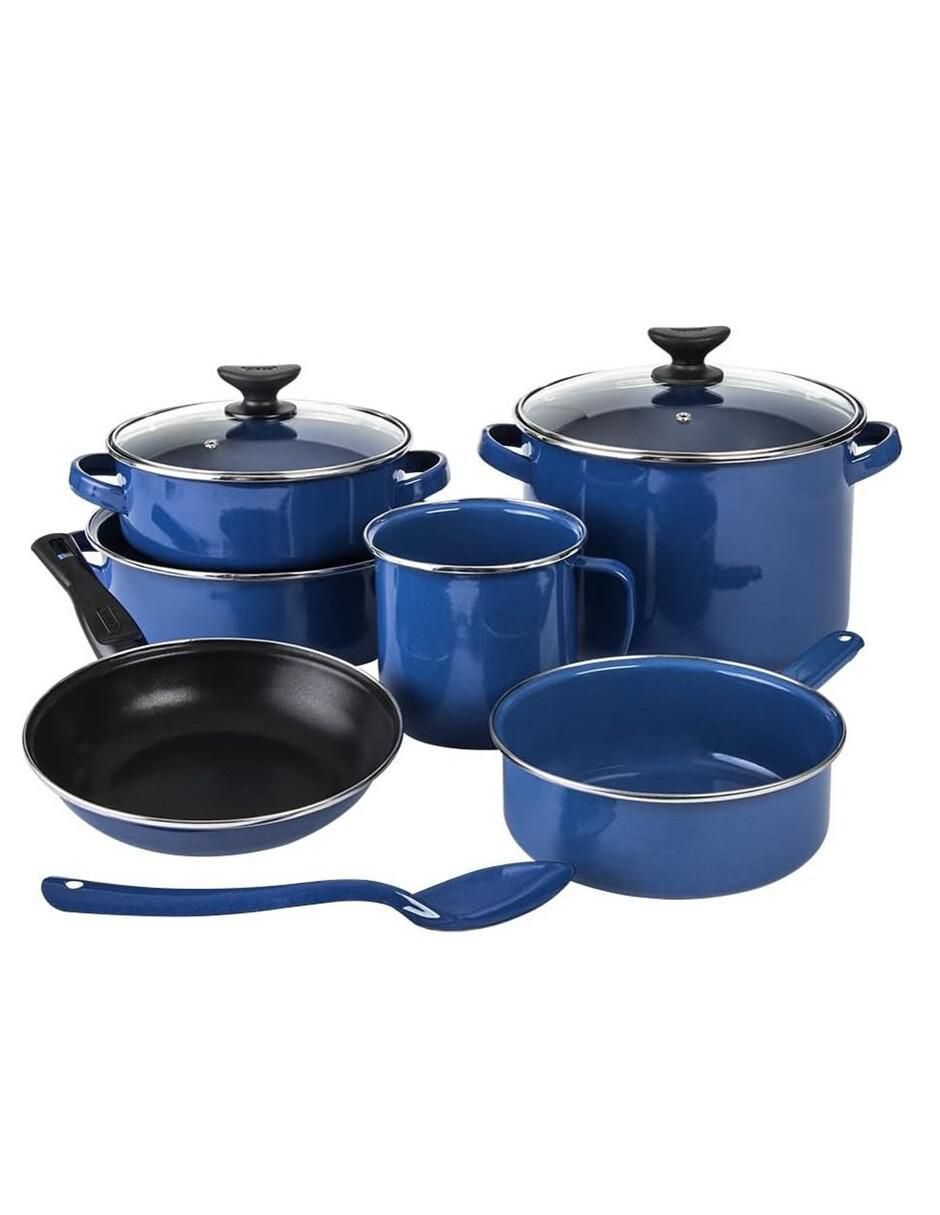 Batería de cocina Millenium de acero vitrificado antiadherente convencional 9 piezas