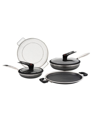 Set de sartenes con tapa Flavorstone Samurai de acero inoxidable 6 piezas