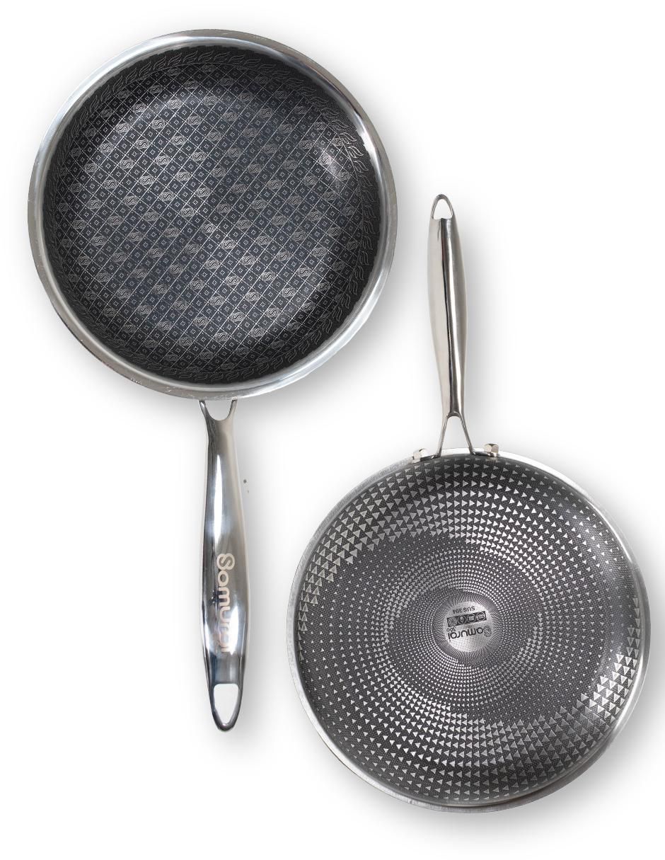 Set de sartenes con tapa Flavorstone Samurai de acero inoxidable 6 piezas