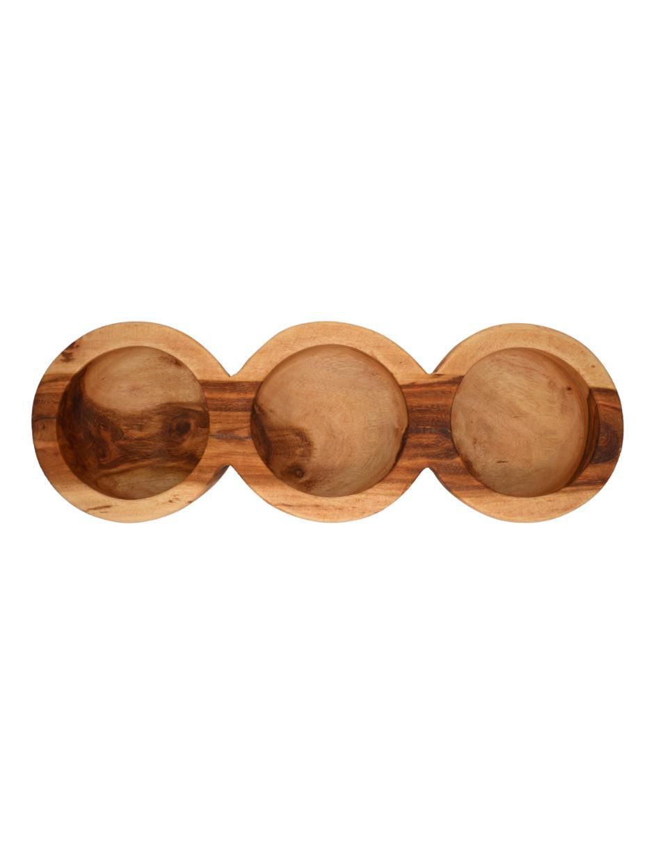 Botanero Navolato de Madera con 3 divisiones