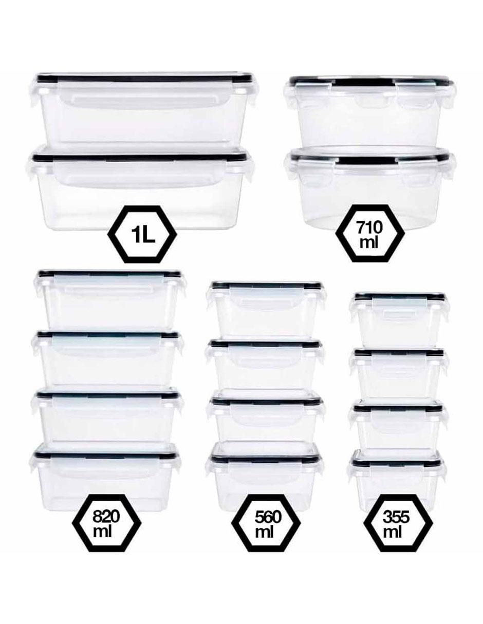 Set contenedores de plástico 32 piezas