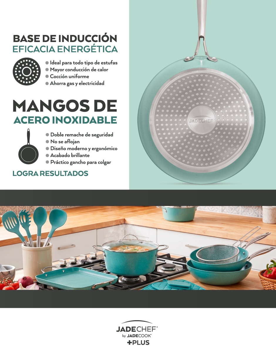 Batería de cocina Jade Cook C0456-00 de aluminio antiadherente cerámica 22 piezas