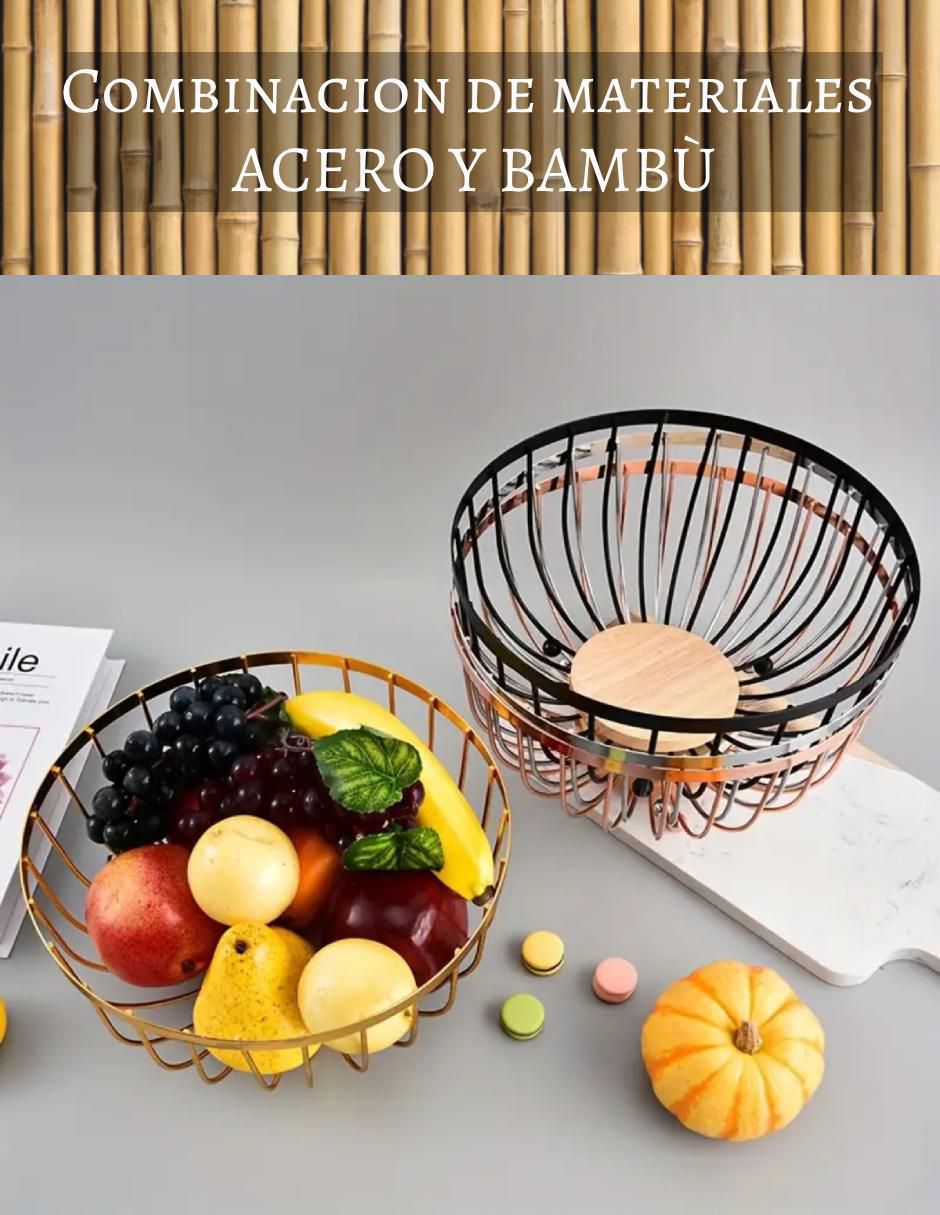 Frutero de bambú con acero 2