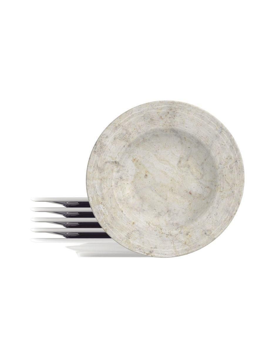 Set platos travertino de porcelana para 6 personas Set platos travertino de porcelana para 6 personas