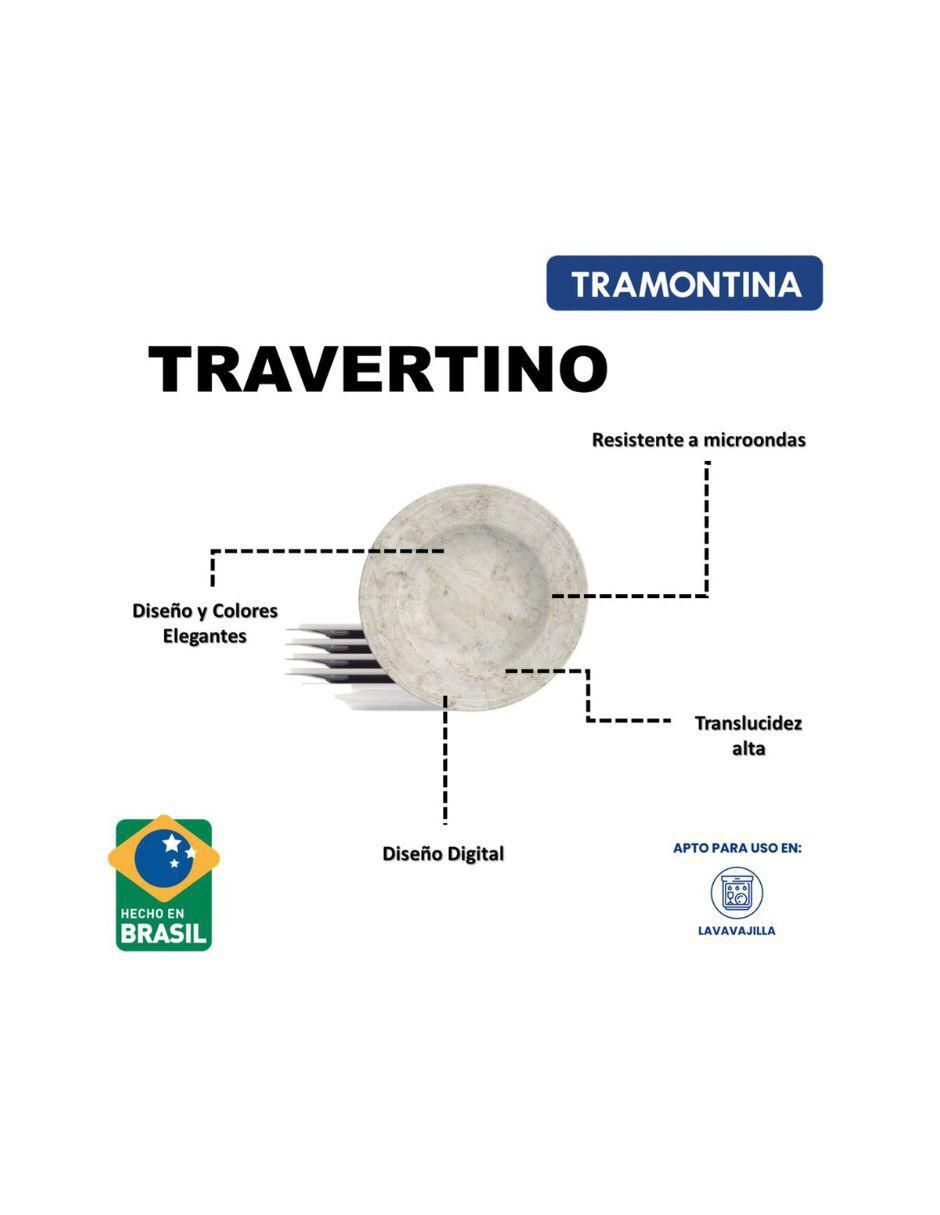 Set platos travertino de porcelana para 6 personas