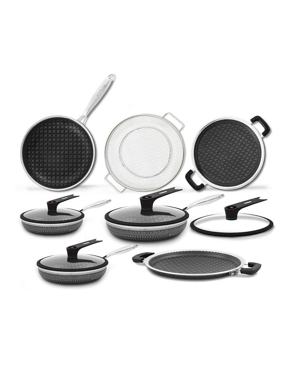 Batería de cocina Mega Set Samurai de acero inoxidable antiadherente combinado 11 piezas