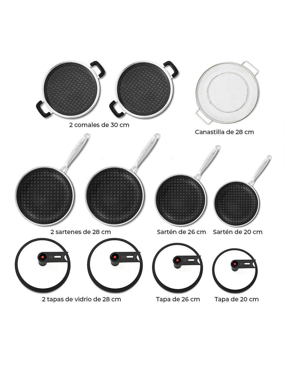 Batería de cocina Mega Set Samurai de acero inoxidable antiadherente combinado 11 piezas