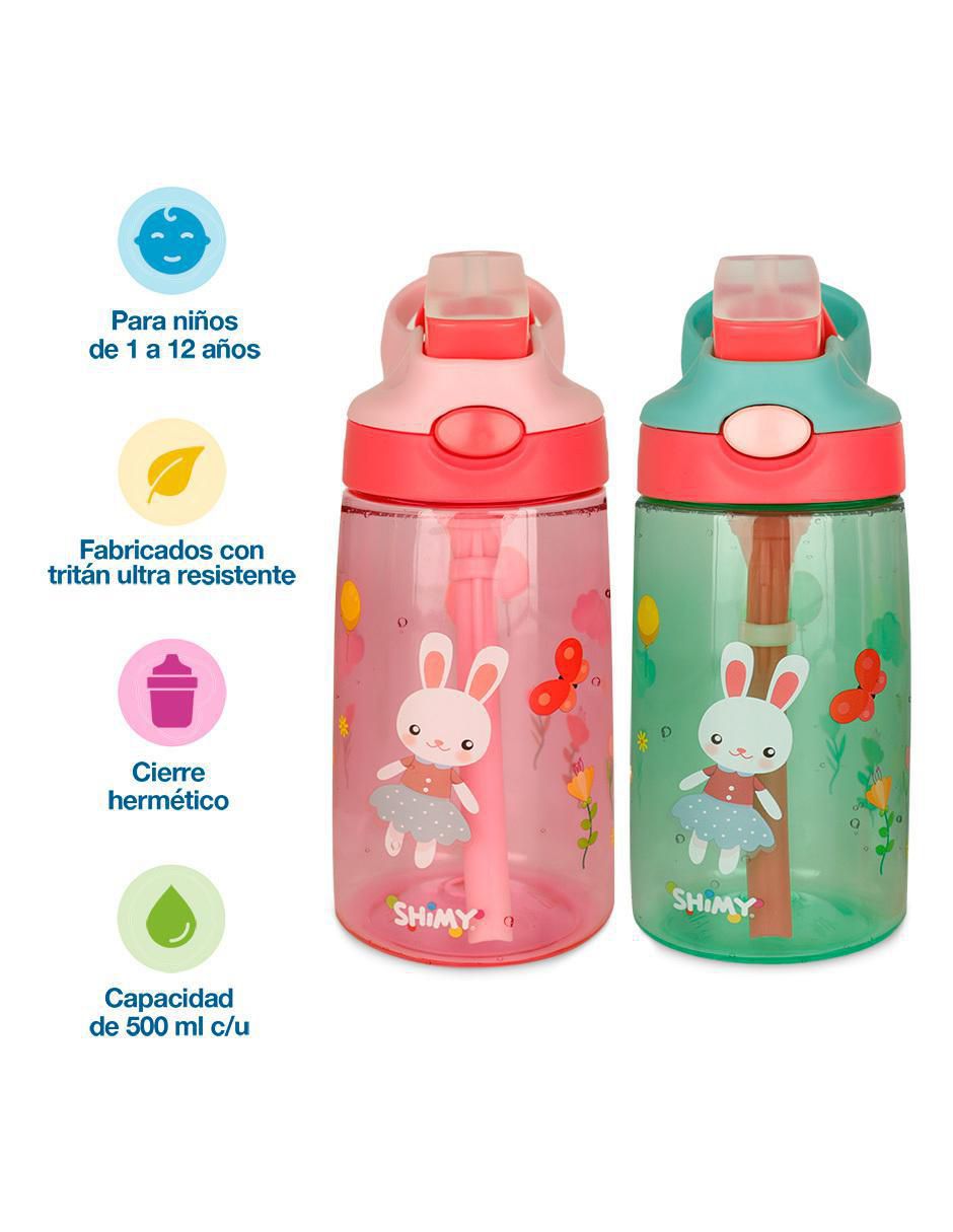 Set botella de agua con tapa a prueba de derrame 500 ml 2