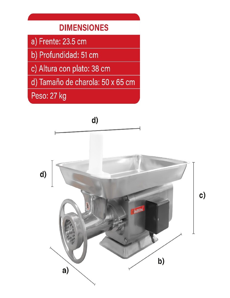 Molino para carne de acero inoxidable 6