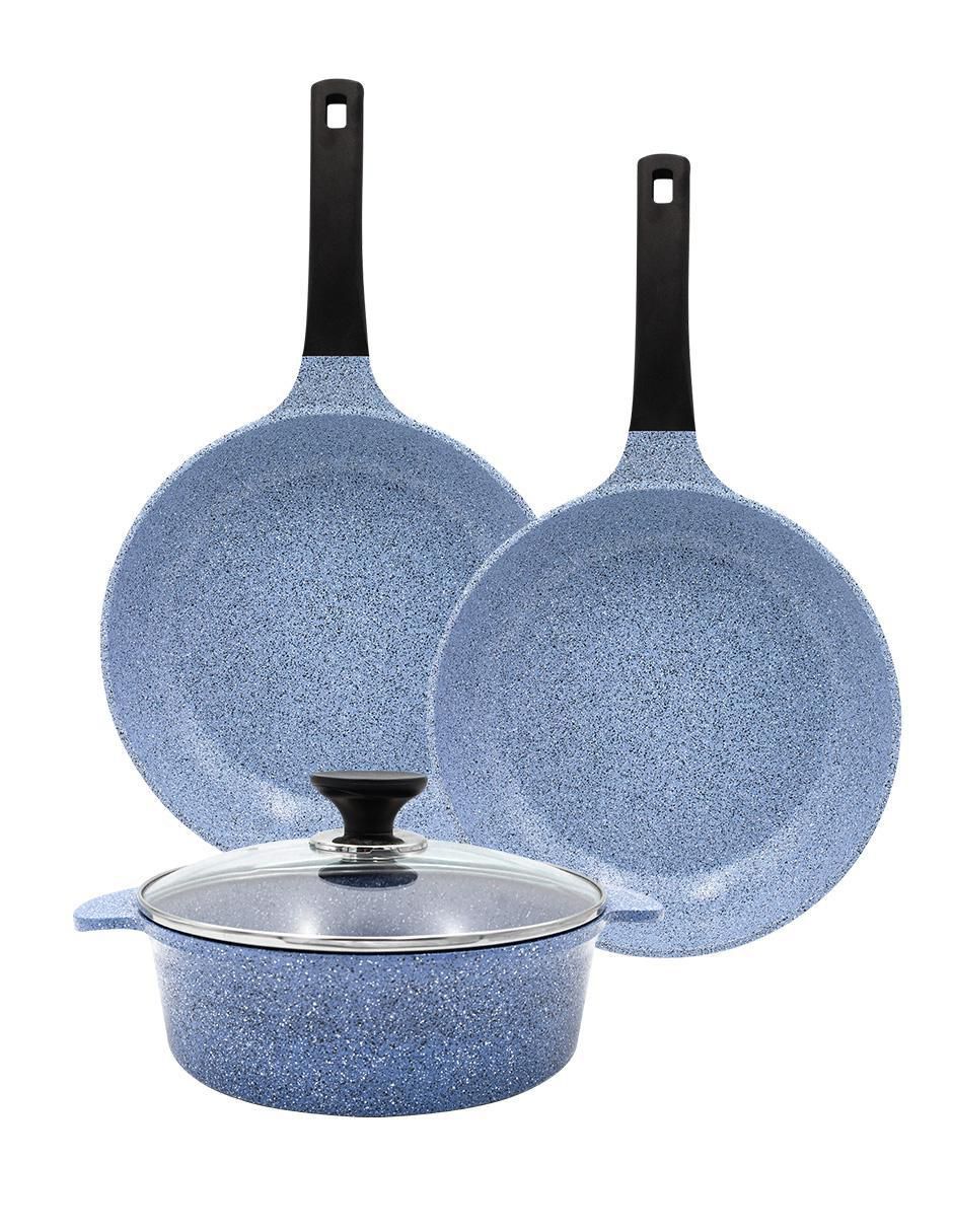 Set de sartenes con tapa de mármol 4 piezas
