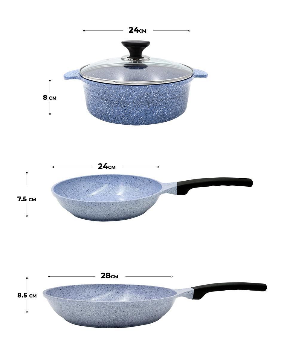 Set de sartenes con tapa de mármol 4 piezas 5