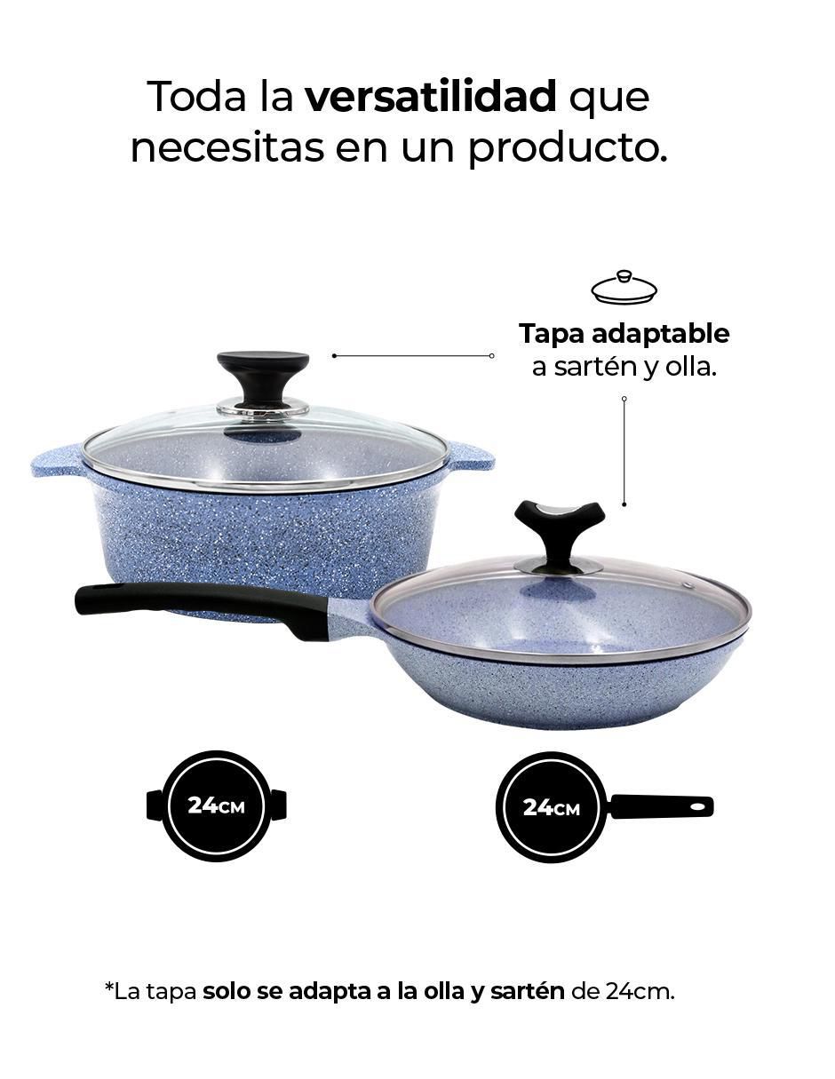 Set de sartenes con tapa de mármol 4 piezas