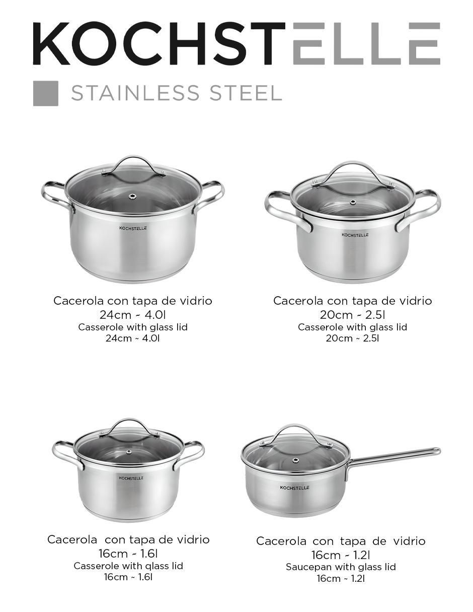 Batería de cocina de acero inoxidable antiadherente combinado 8 piezas 7