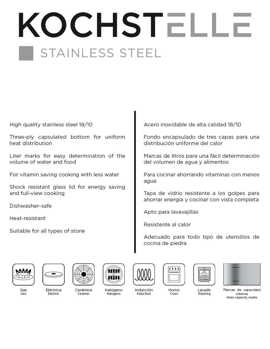 Batería de cocina de acero inoxidable antiadherente combinado 8 piezas 3