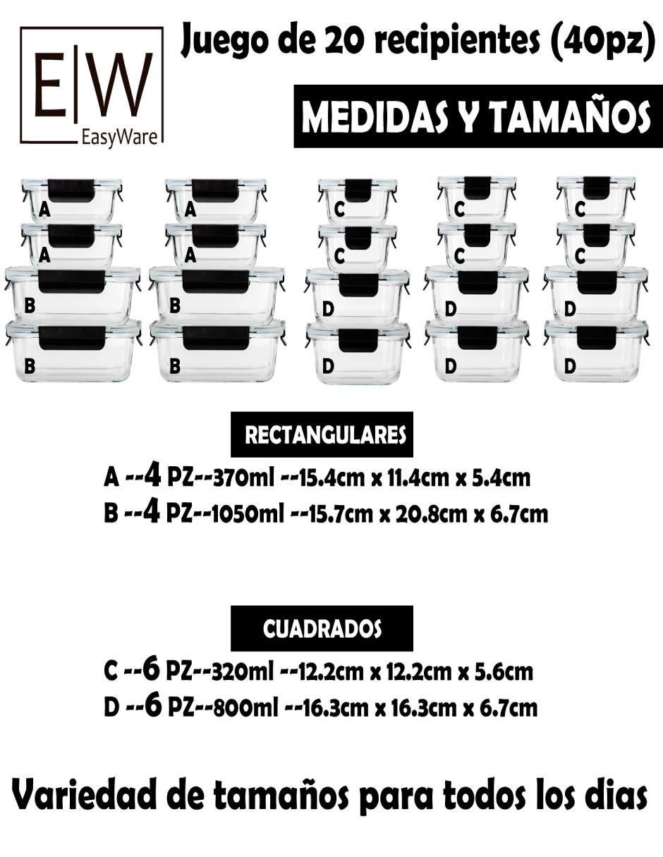 Set contenedores de vidrio 40 piezas 2