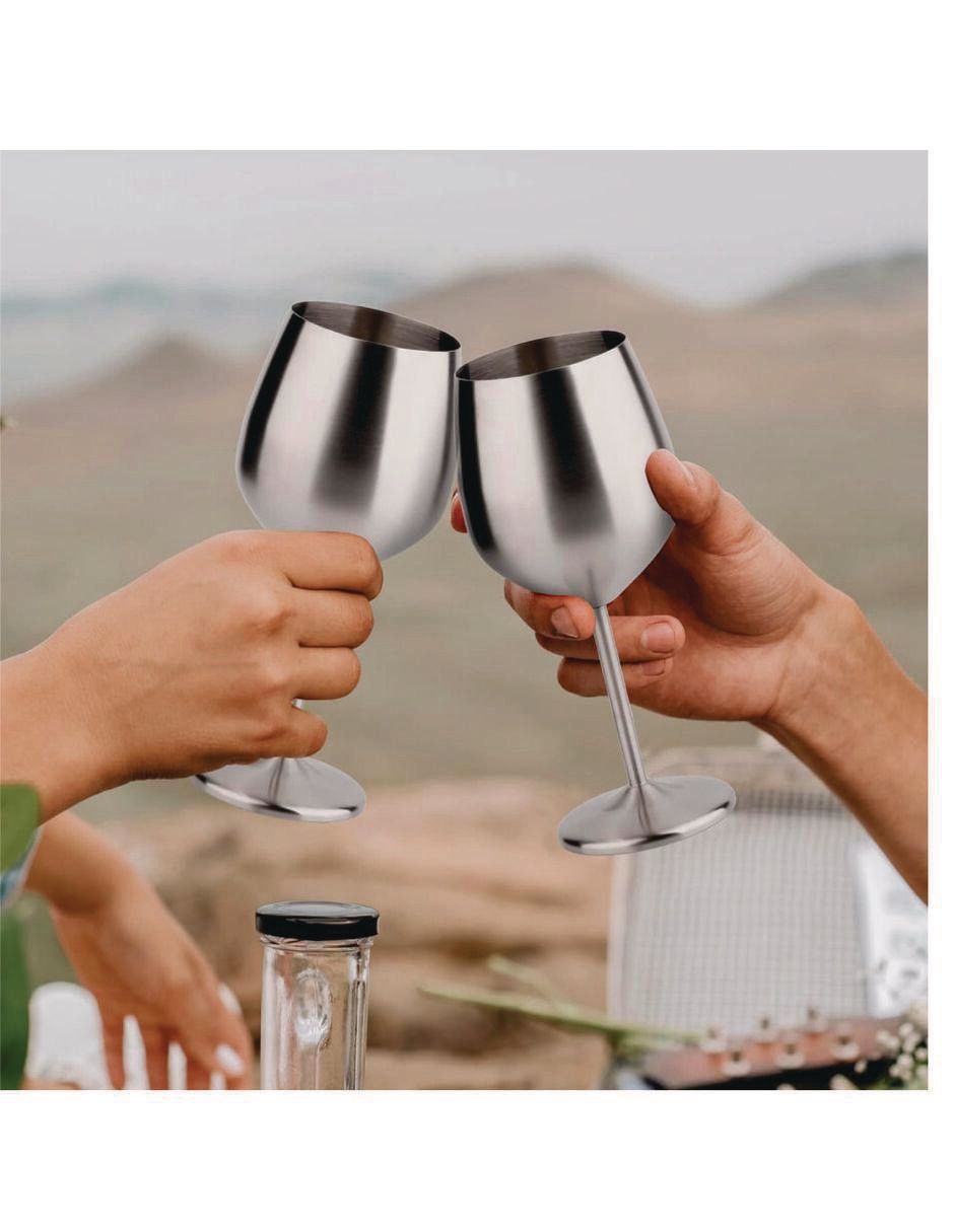 Copa para vino Elegante de acero inoxidable 4 piezas 4