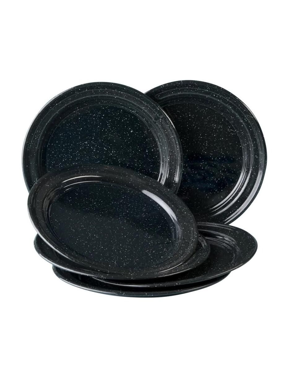 Plato trinche Peltre de acero vitrificado 6 piezas