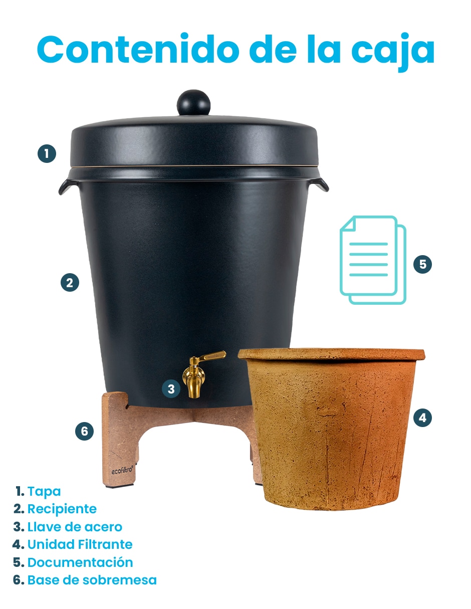 Purificador, dispensador y filtro de agua Ecofiltro cerámica 20 L Ed Especi