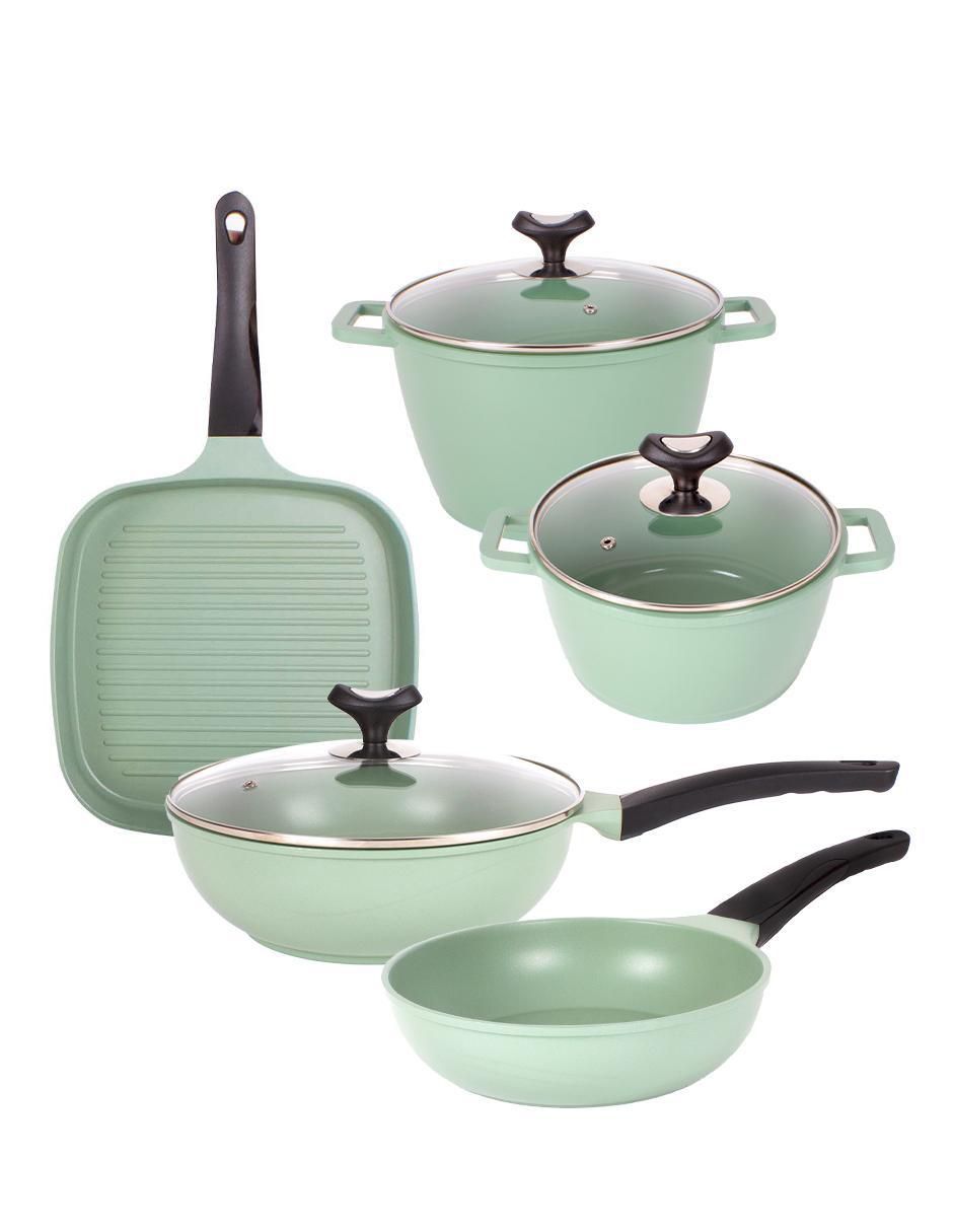 Set de sartenes con tapa de jade 8 piezas