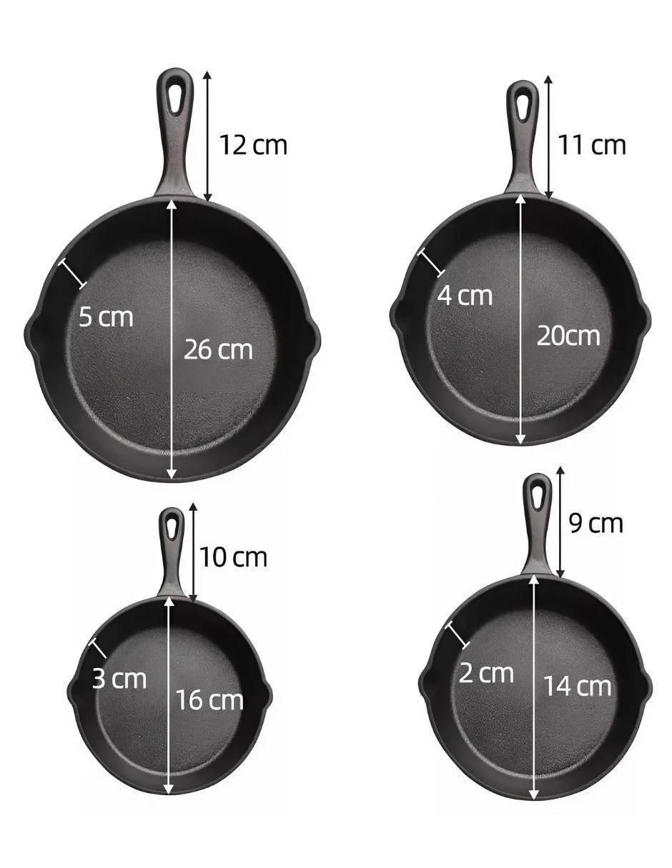 Set de sartenes de hierro fundido 4 piezas 4