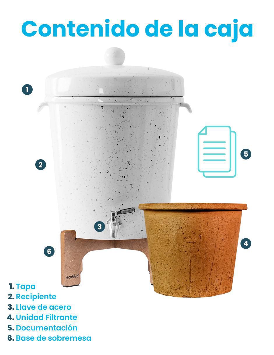 Purificador, dispensador y filtro de agua Ecofiltro cerámica 20L Ed tradic